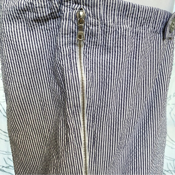 A.P.C seersucker blue white pin stripe print sleeveless shorts romper jumper - Picture 4 of 7